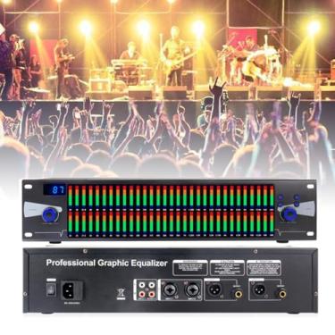 Imagem de Equalizador gráfico estéreo de 31 bandas, equalizador profissional de equalizador digital de áudio de canal duplo com 10 efeitos predefinidos, para estúdio de gravação