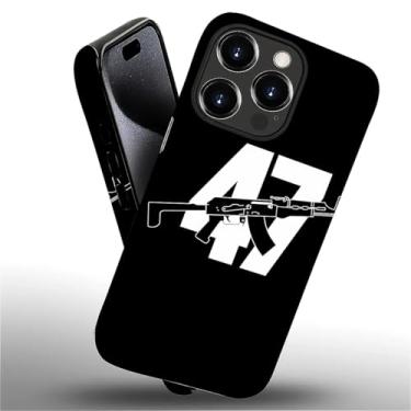 Imagem de Punmada Capa para iPhone 16 Pro, padrão de arma do alfabeto 47 para meninas, mulheres, meninos, capa híbrida rígida de silicone à prova de choque, capa protetora de corpo inteiro fosca para iPhone 16