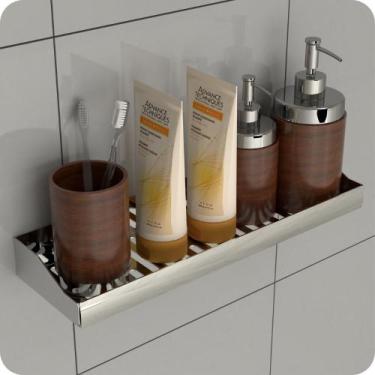 Imagem de Porta Shampoo Adesivo Sem Furar Parede Inox DF - Ghiz