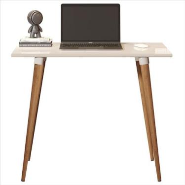 Imagem de Escrivaninha Classic MDF Pés Madeira Retrô Off White - DWR