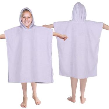 Imagem de Superior Poncho de algodão felpudo infantil, toalha de banho macia e absorvente com capuz, acessórios de banheiro, longos, roupões de banho de pelúcia para banho, chuveiro, spa, resort, hotel, praia