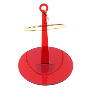 Imagem de Suporte de fio de pulso, suporte de fio para pendurar, bola de pulso portátil, spinner com presilha de fixação, giratório de crochê leve para crochê, tricô, amantes de artesanato (vermelho)