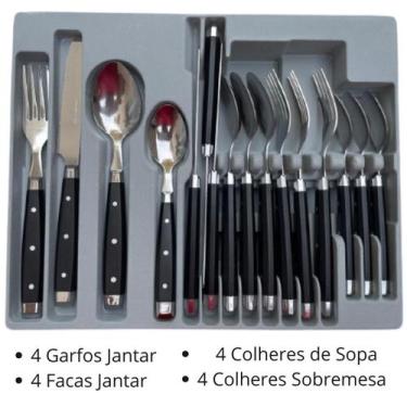 Imagem de Faqueiro Inox Jogo Talheres 16 Peças 4 Pessoas Conjunto Premium - Gené