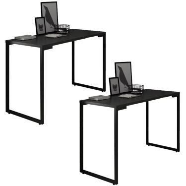 Imagem de Kit 2 Mesas Para Computador Escrivaninha Porto Preto