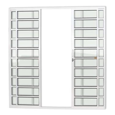 Imagem de Porta De Correr Com Travessas 4 Folhas Super Vidro Liso 210cm X 240cm Brimak Branco