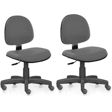 Imagem de Kit 2 Cadeiras Executiva Sem Braço Courvin Cinza Home Gourmet Base Arcada Rodízio Nylon Ergonômica Escritório Home Office