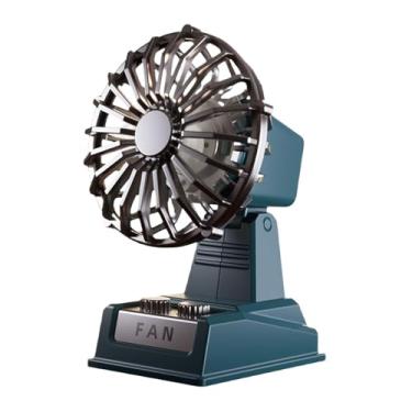 Imagem de WeiLaiKeQi Ventilador de mesa pequeno, ventilador pessoal, recarregável, design clássico, inclinação ajustável, portátil, resfriamento de ar para escritório, Azul