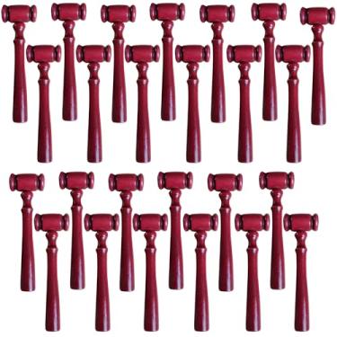 Imagem de Conjunto de martelo de juiz de madeira vermelha, 25 peças de lembrancinhas de festa de Halloween, design elegante de tribunal, acabamento polido, ideal para leilão e adereços de fantasia, martelo de