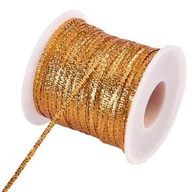 Imagem de GORGECRAFT Fita trançada de nylon brilhante 103,9 metros 1/20.3 cm corda decorativa de borda metálica dreadlock hiphop cordão de padeiro cordão de cetim com glitter para enfeites de sapatos de