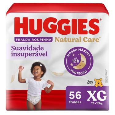 Imagem de Fralda Roupinha Huggies Natural Care Tamanho XG Pacote Hiper 56 Unidades Descartáveis