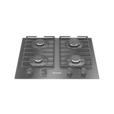 Imagem de Cooktop 4 Bocas a Gás Mueller com Mesa de Vidro Temperado e Ultra Chama Preto Bivolt - MCG4BM