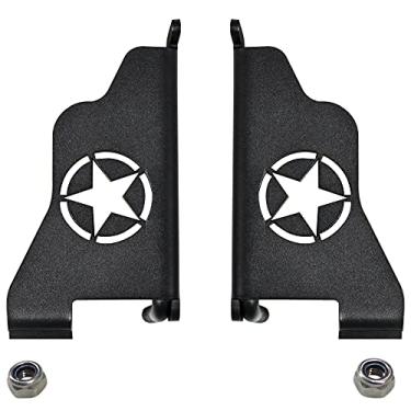 Imagem de Pegadores de pé dianteiros de aço Bestaoo para Jeep TJ Wrangler 1996-2007 com dobradiça de porta externa e pedal de descanso para pé – 2 peças (estrela)
