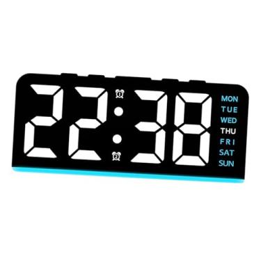 Imagem de Ｂｅｓｇａ Despertador digital LED com luz noturna decorativa portátil versátil para sala de estudo, escritório, fazenda, casa, ornamento, Luz Azul