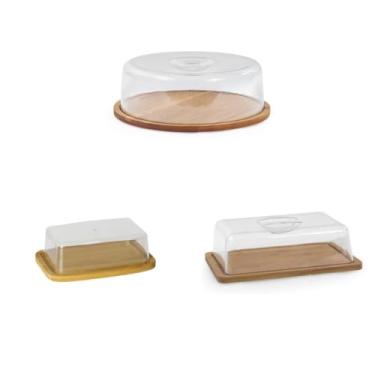 Imagem de Kit Boleira + Manteigueira + Porta Frios Bambu