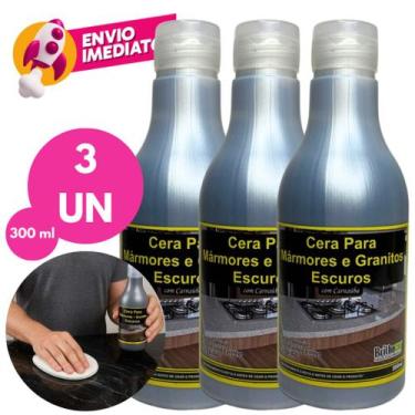 Imagem de Cera Mármore E Granito Preto E Escuro Com Carnaúba 300ml Proteção Bril