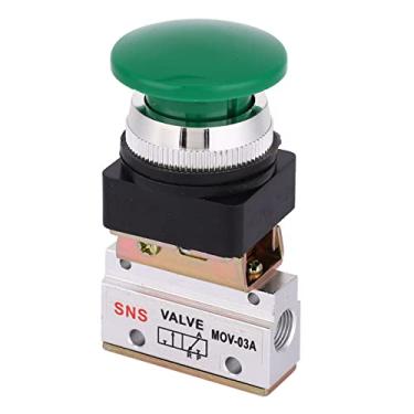 Imagem de Fafeicy Válvula Mecânica Pneumática G1/8 3 Way 2 Posição Push Button Válvula de Ar Alumínio Corpo de Liga de Alumínio 0,8MPa Pressão para Automação Industrial