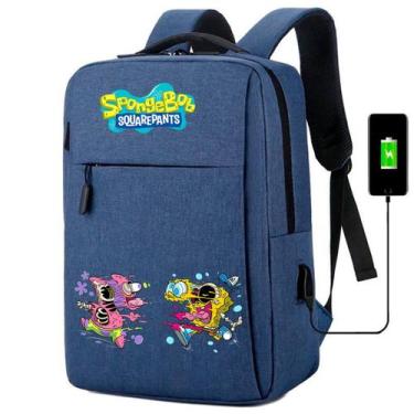 Imagem de Mochila Bolsa MediInfantil com USB Estampa Esponja Divertida Amarela p