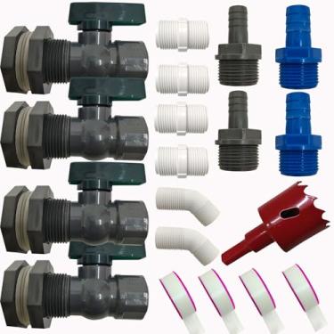 Imagem de Kit de torneira de barril de chuva, kit de torneira de conector de desviador de barril de água da chuva - kit de reparo de tubo de água de 3/10.2 cm para mangueira de irrigação de jardim parada