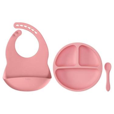 Imagem de Kit Refeicao Introducao alimentar em Silicone Rosa 19569 - Buba
