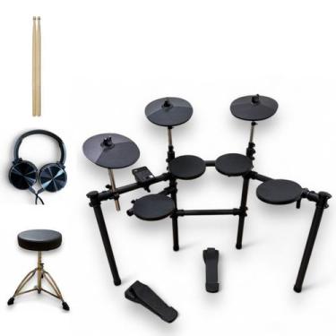 Imagem de Bateria Eletrônica Seven SD-770 7pçs + Banco + Fone - Seven Guitars