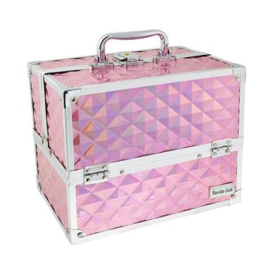 Imagem de Maleta De Maquiagem Joias Vazia 6 Bandejas Com Fechadura - Fiorella so