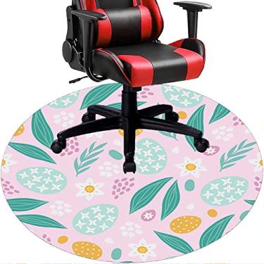 Imagem de Tapete de cadeira de escritório com flores, textura de flor, tapete de cadeira de mesa para piso de madeira de escritório em casa, protetor de piso de pilha baixa, redondo 78,7 cm