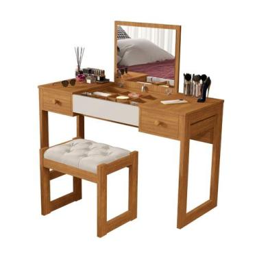 Imagem de Escrivaninha penteadeira com espelho e banqueta Luanda Fenix, NATURE/O