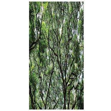 Imagem de Forest Home Decor Película de privacidade de janela, janela decorativa 3D, decalques de vitrais, adesivo de janela aderente estática não adesivo, L90 x C 190 cm verde