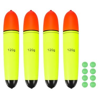Imagem de YELARXI Boias deslizantes de pesca, boias de espuma EVA com contas de peixe, flutuação de 120 ml, adequada para poleiro, carpa, rolhas, água salgada, água doce (pacote com 4, vermelho/amarelo)