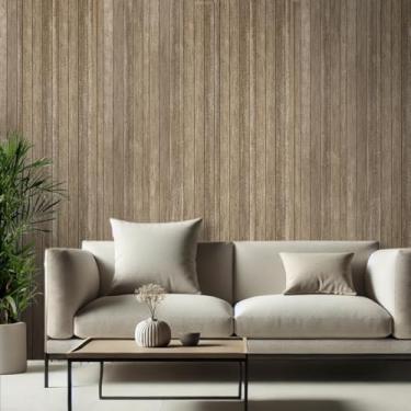 Imagem de Papel de Parede Imita Madeira Ripado, Lavável Autocolante Ripas de Madeira 10 Metros (Ripado Serrano)