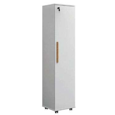 Imagem de Armário Multiuso Para Quarto Com Chave E Rodízios 1 Porta Lune Branco 