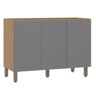 Imagem de Balcão Modulado 120cm (sem Tampo) de Pia 3 Portas Slim Luciane, Freijó