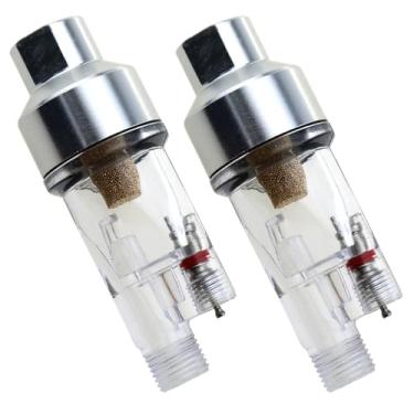 Imagem de LUORNG 2 peças de mini filtros de ar para pistola de ar, conector de aerógrafo, separador de água, pistola de pulverização, filtro de ar para pistolas com conexão roscada BSP de 1/20.3 cm