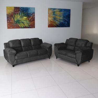 Imagem de Sofá Para Sala De Estar 2 Lugares Clássico Preto