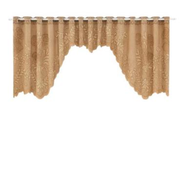 Imagem de Cortina Bando Renda Cascata Cozinha Floral Capuccino2,95x1 - Beija Flo