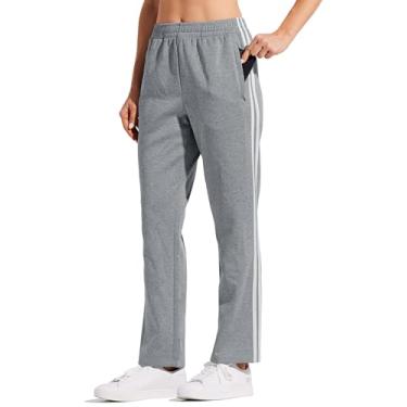 Imagem de Willit Calça feminina de corrida atlética quente calça de treino esportiva perna reta com bolsos com zíper cinza claro GG