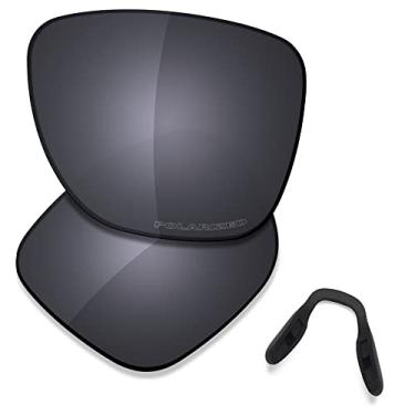 Imagem de SAUCER Lentes de reposição premium e protetores de nariz para óculos de sol Oakley Crossrange XL OO9360 de alta definição - Escudo preto polarizado