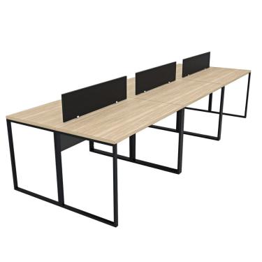Imagem de Escrivaninha para Escritório 6 Lugares Industrial Carvalho / Preto
