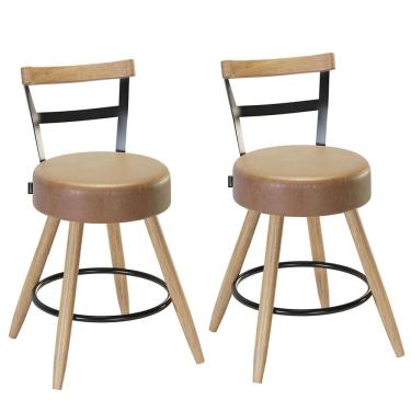 Imagem de Kit 02 Cadeiras Chicago Assento Redondo e Com Encosto Madeira  EdeCasaMoveis