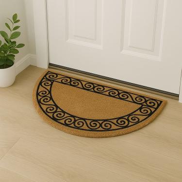 Imagem de Capacho Meia Lua Fibra De Coco Base PVC 60x33cm  - Moldura