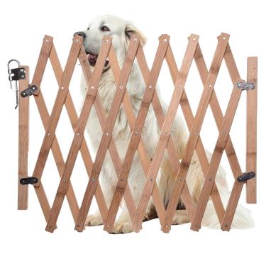 Imagem de Portao Retratil de Bambu Pet Cachorro Cao Bebe Criança Treliça Grade Sanfonada Cercado Resistente