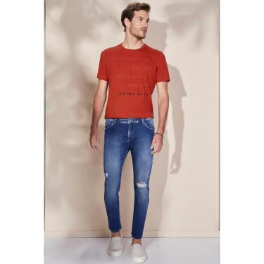 Imagem de Calça Jeans Skinny Cutted Lado Avesso Azul Tam. 42-Masculino