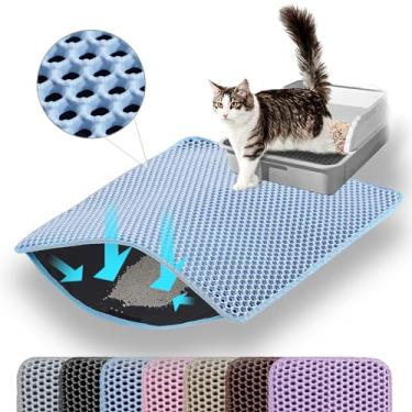 Imagem de Petinstinct Tapete de areia para gatos, 114 x 66 cm, extra grande, favo de mel, camada dupla, tapete de armadilha de areia antiderrapante, impermeável, à prova de urina, suprimentos para gatinhos e