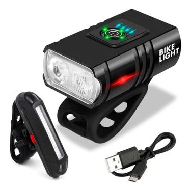 Imagem de Kit Farol Bike Led Recarregável Usb Sinalizador Profissional