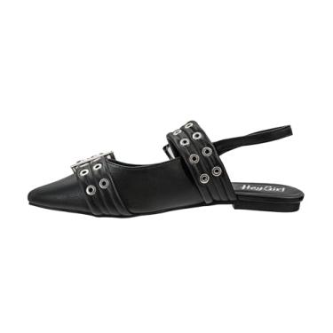 Imagem de Corkys Footwear Mule Hey Girl On The Prowl bico fino com fivelas duplas ajustáveis e tira elástica no tornozelo para uso sem esforço e estilo chique, Preto, 36