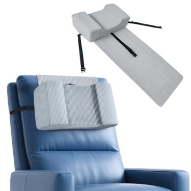 Imagem de SAHEYER Almofadas de pescoço para poltronas reclináveis com bolso, almofada de encosto de cabeça para alívio da dor no pescoço, almofada de cabeça de suporte cervical antiderrapante para dormir de