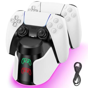 Imagem de Base de Carregamento Rápido Duplo, Estação Suporte de Carregador para Controles Sem Fio, Base Pesada e Ancoragem Segura, Design Compacto, Dock USB-C com Indicador LED