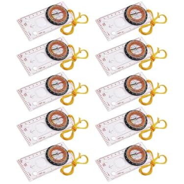 Imagem de Bússola Régua Medição 10 Peças Portátil Base Transparente Cordão Água-Resistente Para Trilhas Camping