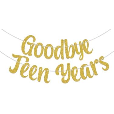 Imagem de Faixa Adeus Anos Adolescentes, Decorações de Aniversário de 20 anos, Funeral para a Minha Juventude, Cheers To 20 Years Old Birthday Party Decor Supplies Ouro