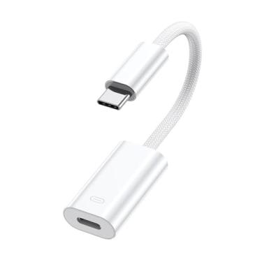 Imagem de TIMEJONS Adaptador de áudio de fone de ouvido USB C para iPhone/iPad, conversor de fone de ouvido macho para fêmea tipo C com carregamento/transferência de dados, compatível com iPhone 16/15 Plus/Pro
